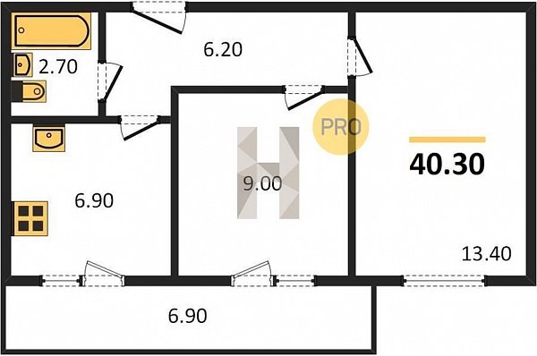 Продается 2-комн. квартира, 40.3 м², ЖК ДарГрад, 