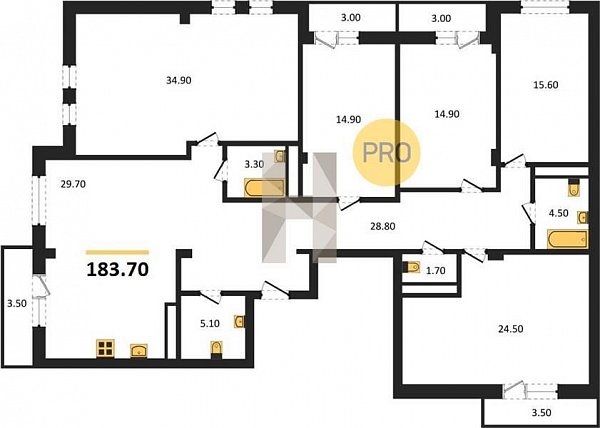 Продается 5-комн. квартира, 183.7 м², ЖК Екатерининский Парк, 