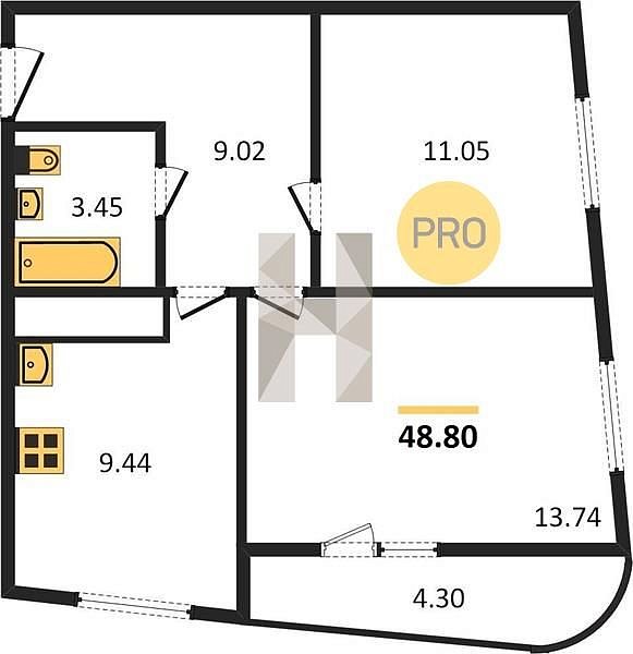 Продается 2-комн. квартира, 48.8 м², ЖК Огурцы, 