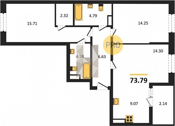 Продается 2-комн. квартира, 73.79 м², ЖК Белые Росы, 