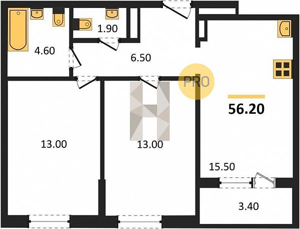 Продается 2-комн. квартира, 56.2 м², ЖК Все Свои, 