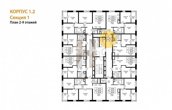 3-комн. квартира, 67.21 м², ЖК Патрики (№132664)