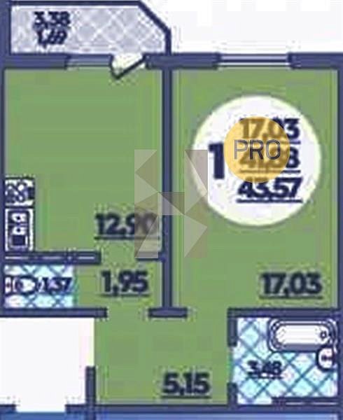 Продается 1-комн. квартира, 43.57 м², ЖК Молодежный-2, 
