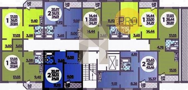 1-комн. квартира, 37.84 м², ЖК Молодежный-2 (№133232)