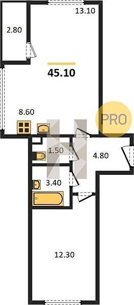 Продается 1-комн. квартира, 45.4 м², ЖК Красная площадь Ромекс, 