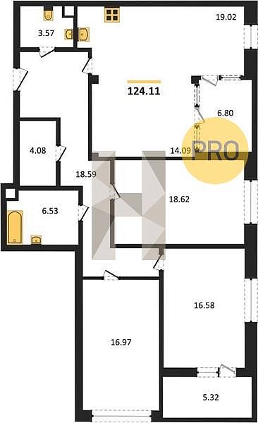 Продается 3-комн. квартира, 124.11 м², ЖК Родные просторы, 