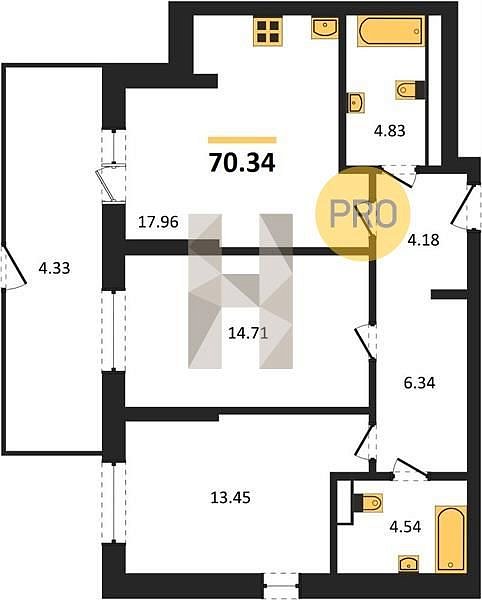 Продается 2-комн. квартира, 70.34 м², ЖК Белые Росы, 