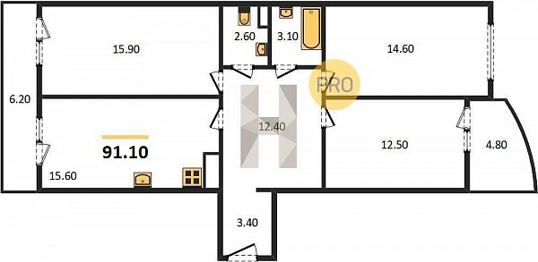 Продается 3-комн. квартира, 91.1 м², ЖК Самолет-4, 