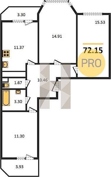 Продается 3-комн. квартира, 72.15 м², ЖК Огурцы, 