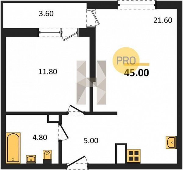Продается 1-комн. квартира, 45 м², ЖК Сармат, 