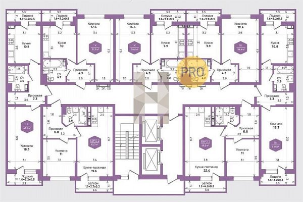 1-комн. квартира, 45.2 м², ЖК Жилой квартал Бауинвест (№133203)