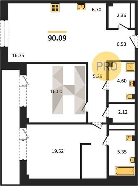 Продается 2-комн. квартира, 90.09 м², ЖК Белые Росы, 