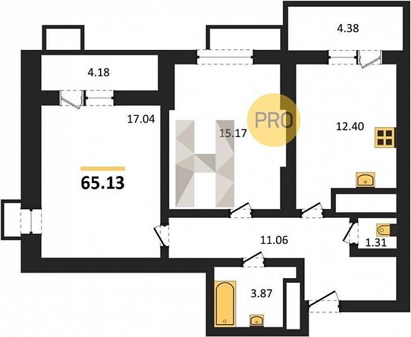 Продается 2-комн. квартира, 65.13 м², ЖК Родные просторы, 