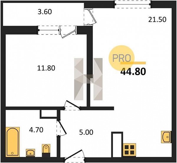 Продается 1-комн. квартира, 44.8 м², ЖК Сармат, 