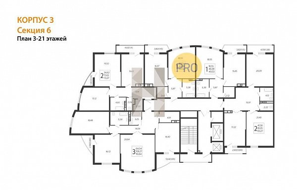 2-комн. квартира, 73.37 м², ЖК Режиссёр (№132484)