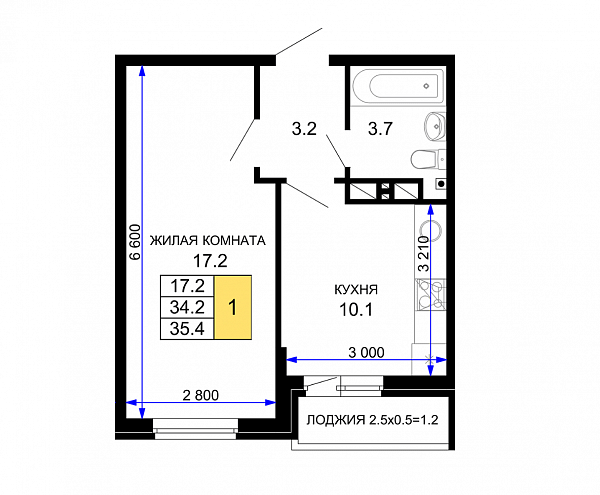 Продается 1-комн. квартира, 35.4 м², ЖК Дыхание, 