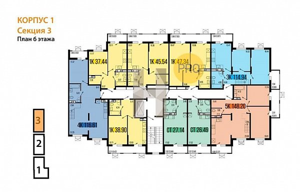 3-комн. квартира, 114.94 м², ЖК Цветной бульвар (№133748)