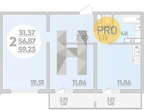 Продается 2-комн. квартира, 59.23 м², ЖК Предгорье Лаго-Наки, 
