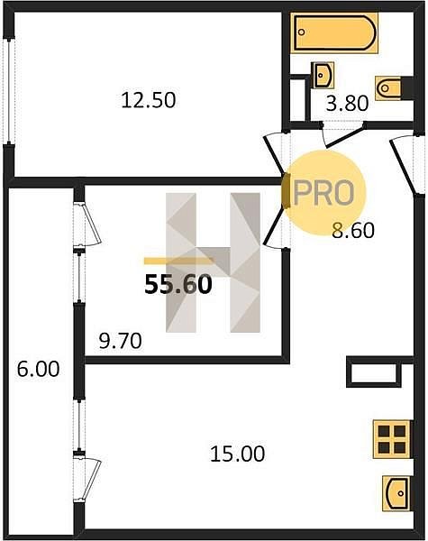Продается 2-комн. квартира, 55.6 м², ЖК Самолет-5, 