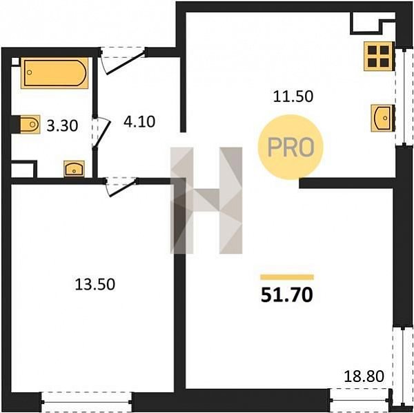 Продается 2-комн. квартира, 51.7 м², ЖК Самолет-6, 