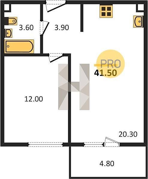 Продается 1-комн. квартира, 41.5 м², ЖК Отражение, 