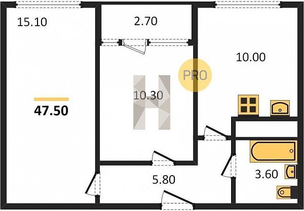 Продается 2-комн. квартира, 47.5 м², ЖК Европейский, 