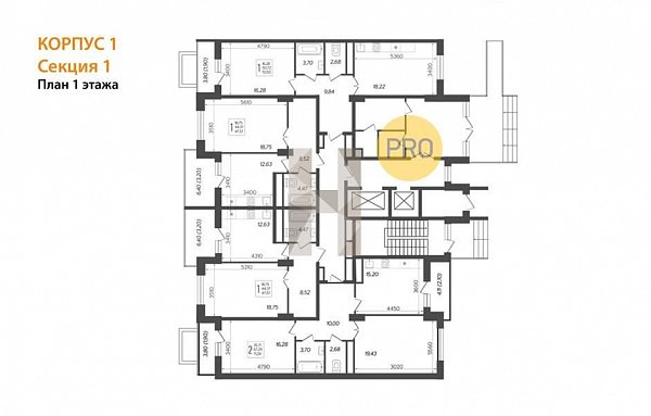 1-комн. квартира, 52.62 м², ЖК AVrorA (№132340)