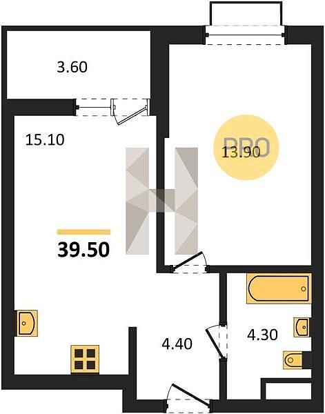 Продается 1-комн. квартира, 39.5 м², ЖК Мегасити, 
