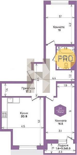 Продается 2-комн. квартира, 73.6 м², ЖК Жилой квартал Бауинвест, 