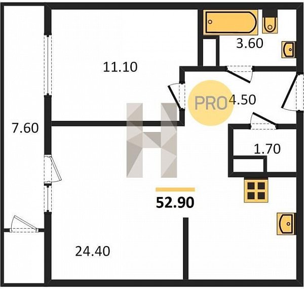 Продается 1-комн. квартира, 52.9 м², ЖК Рекорд-2, 