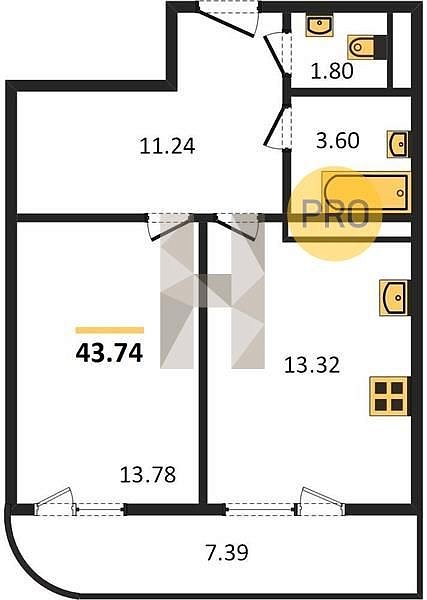Продается 1-комн. квартира, 43.74 м², ЖК Радонеж, 