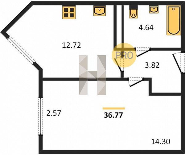 Продается 1-комн. квартира, 36.77 м², ЖК Гарантия на Обрывной, 