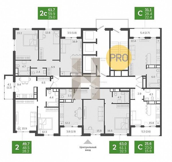 Студия, 31.1 м², ЖК Все Свои (№133172)