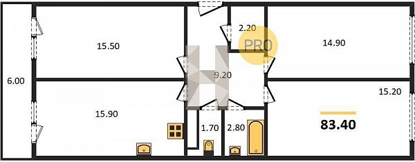 Продается 3-комн. квартира, 83.4 м², ЖК Самолет-4, 