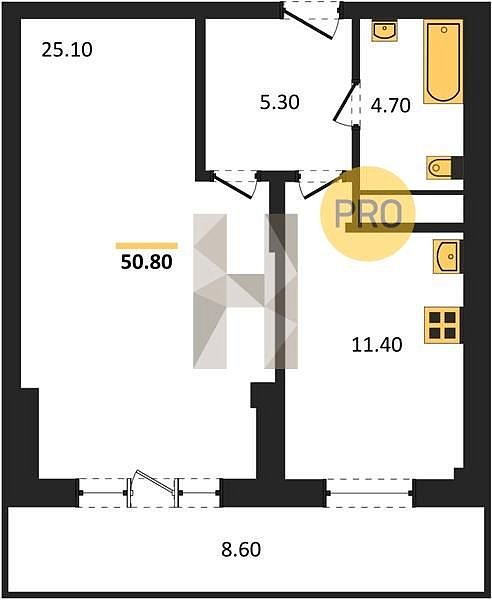 Продается 1-комн. квартира, 50.8 м², ЖК Зеленодар, 