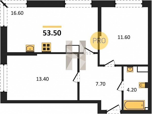 Продается 2-комн. квартира, 53.5 м², ЖК Догма Парк, 