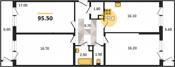 Продается 3-комн. квартира, 95.5 м², ЖК Рекорд-2, 