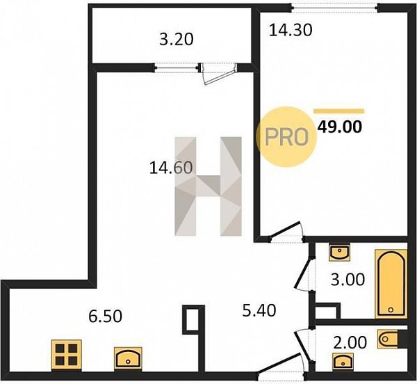 Продается 2-комн. квартира, 49 м², ЖК Самолет-5, 