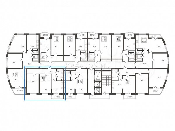 2-комн квартира, 64.8 м², р-н Гидростроителей (№127470)