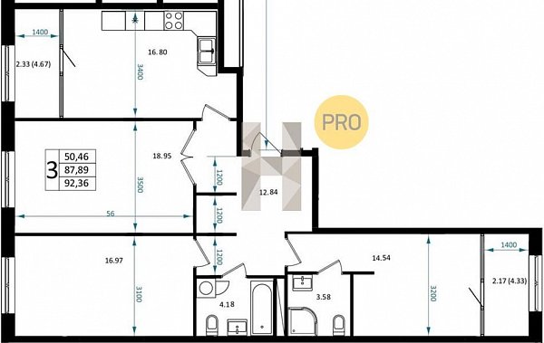 Продается 3-комн. квартира, 92.36 м², ЖК Патрики, 