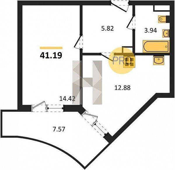 Продается 1-комн. квартира, 41.19 м², ЖК Достояние, 