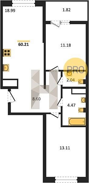 Продается 2-комн. квартира, 60.21 м², ЖК Патрики, 