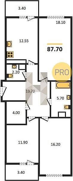 Продается 3-комн. квартира, 87.7 м², ЖК ЮГГЕ, 