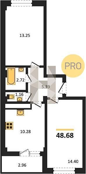 Продается 2-комн. квартира, 48.68 м², ЖК Ритм, 