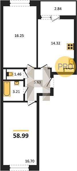 Продается 2-комн. квартира, 58.99 м², ЖК Архитектор, 