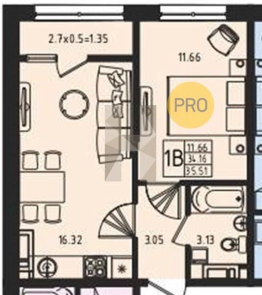 Продается 1-комн. квартира, 35.51 м², ЖК Мега Победа, 