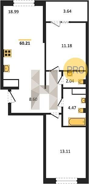 Продается 2-комн. квартира, 59.51 м², ЖК Патрики, 