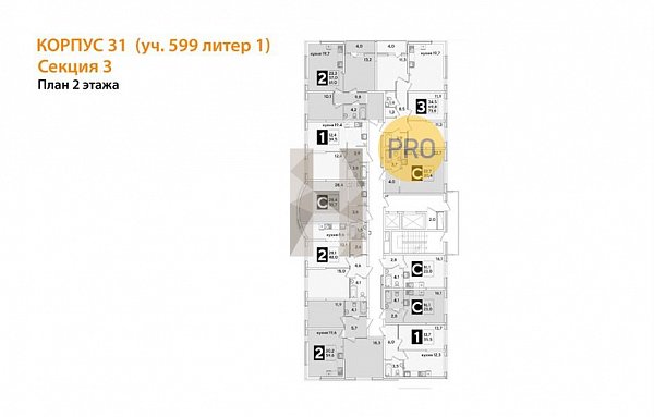 Студия, 23 м², ЖК Самолет-6 (№133137)
