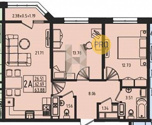Продается 2-комн. квартира, 63.88 м², ЖК Мега Победа, 