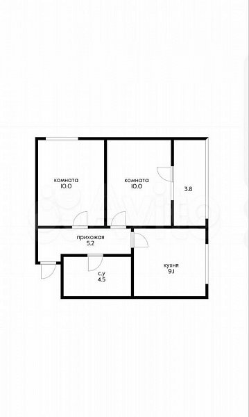 2-комн квартира, 42.4 м², р-н Западный обход (№127584)